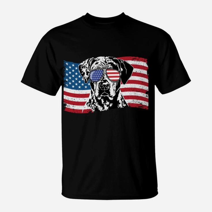Proud Catahoula Leopard Dog Dad American Flag Patriotic Dog T-Shirt