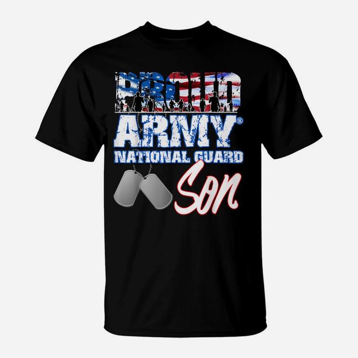 Proud Patriotic Army National Guard Son Usa Flag Men Boys T-Shirt