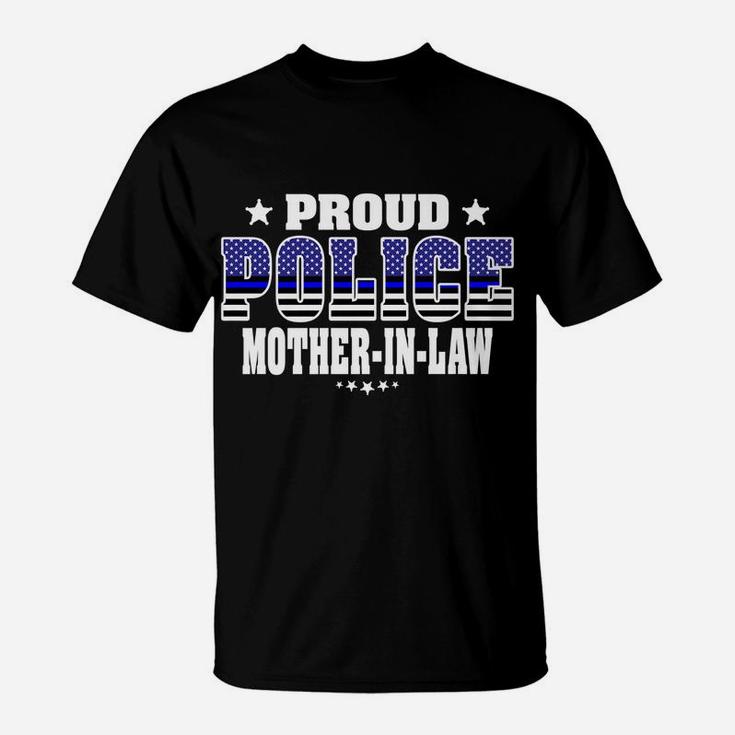 Proud Police Mother-In-Law Thin Blue Line Us Cop's Family T-Shirt