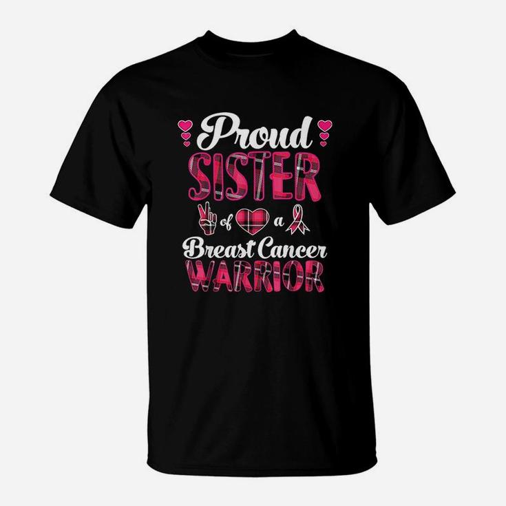 Proud Sister Awareness Warrior Pink Ribbon T-Shirt