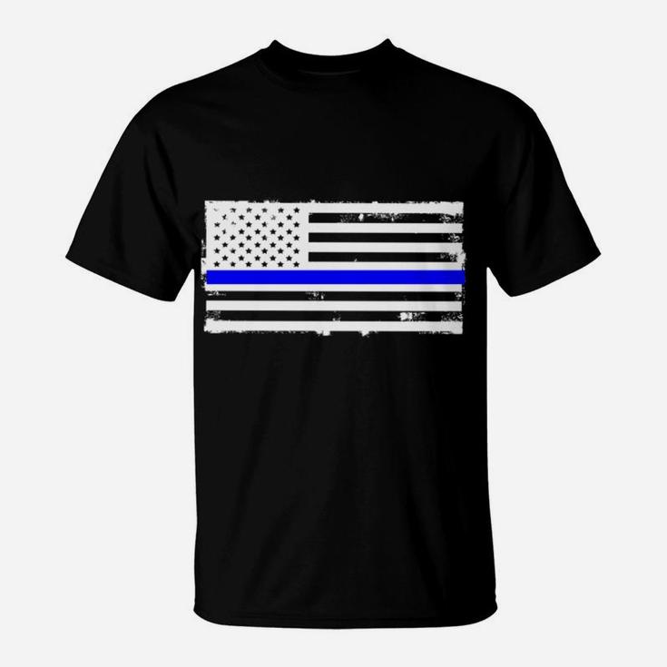 Proud State Trooper Mom Mother Thin Blue Line American Flag T-Shirt