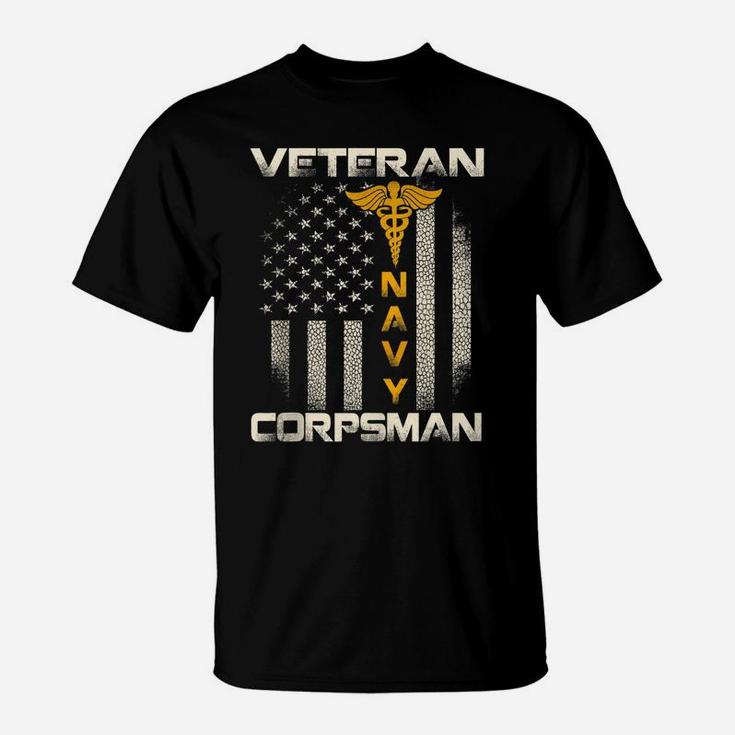 Proud Veteran Navy Corpsman T-Shirt Gifts For Men T-Shirt