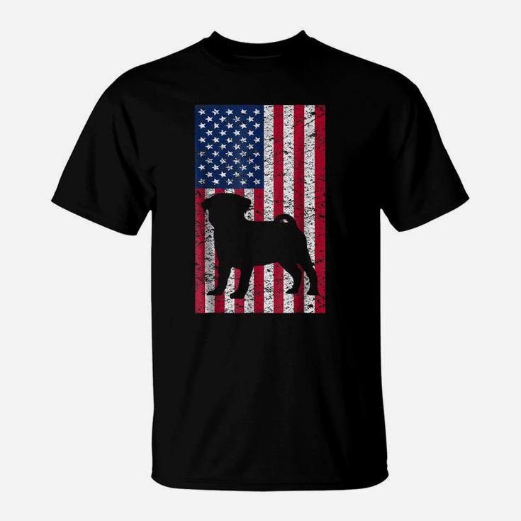 Pug Dog Puppy T-Shirt Veteran Gift Usa Flag Patriot Pugs T-Shirt