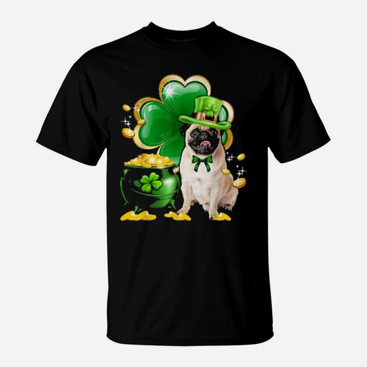 Pug Dog Shamrock St Patricks Day Dog Irish T-Shirt