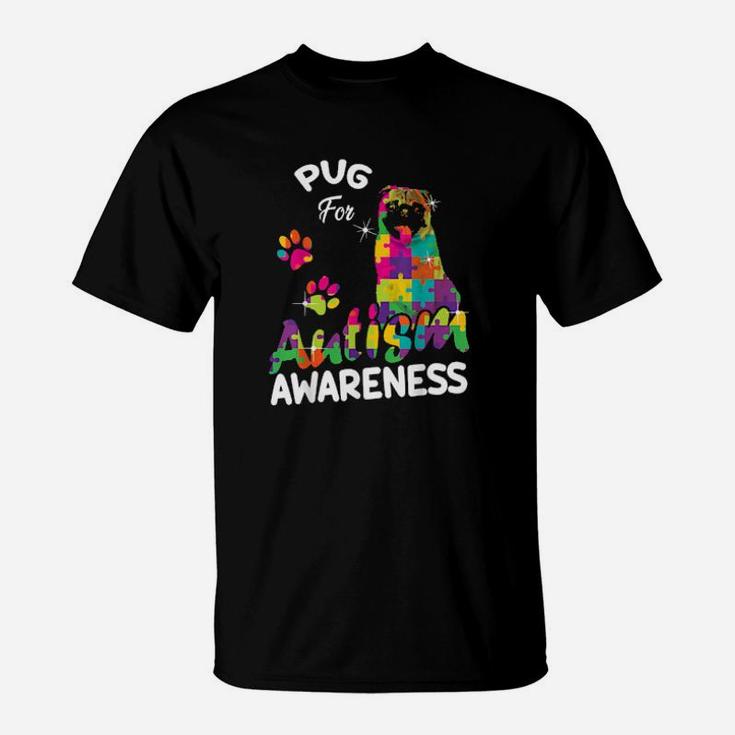 Pug For Autism Awareness Puzzle Pieces Pug T-Shirt