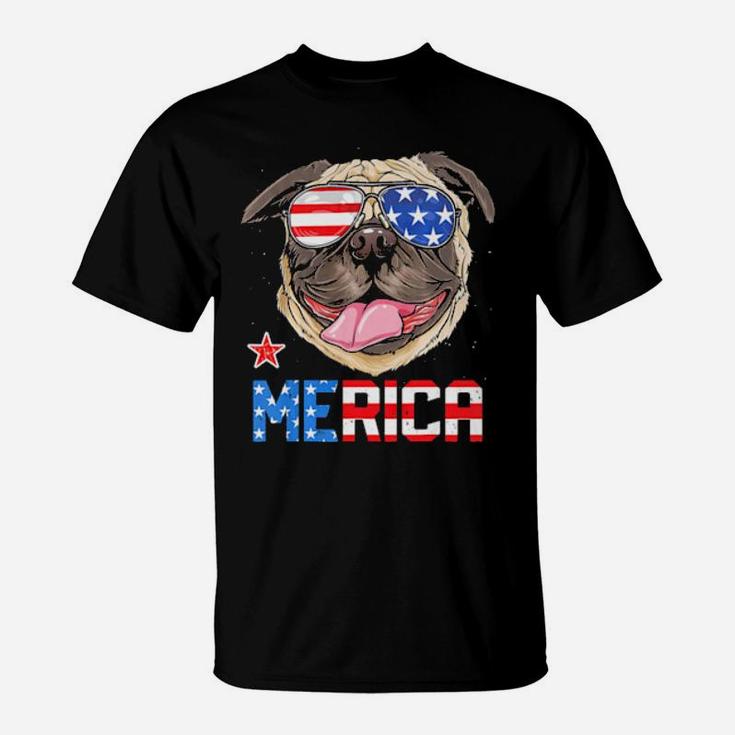 Pug Merica 4Th Of July   Dog Puppy T-Shirt