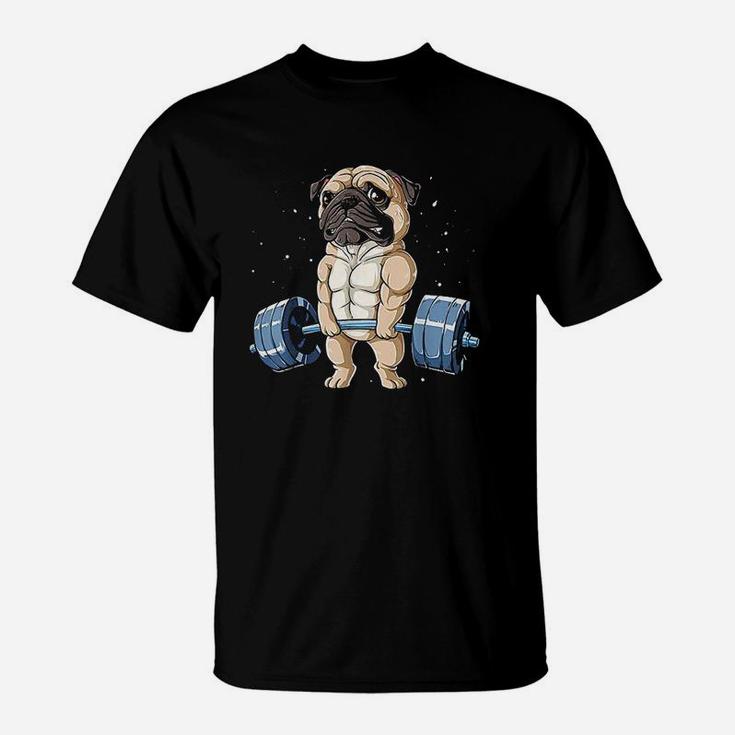 Pug Weightlifting Funny Deadlift Men Fitness Gym Workout T-Shirt