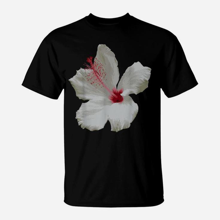 Pure White Hibiscus Tropical Flower Vector T-Shirt