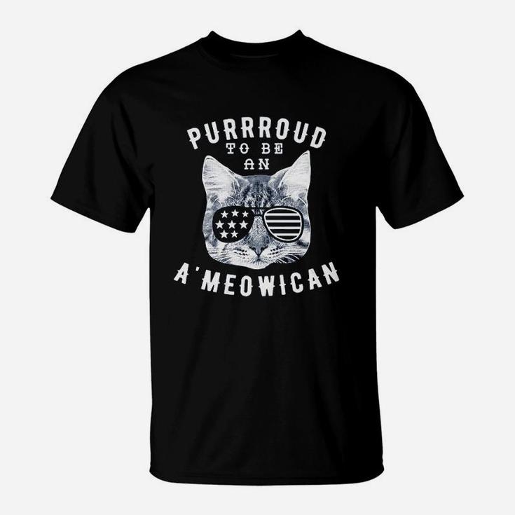 Purroud To Be An Ameowican Funny 4Th Of July Cat T-Shirt