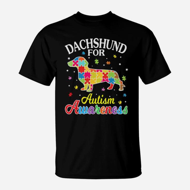 Puzzles Game Body Dog Dachshund For Autism Awareness T-Shirt