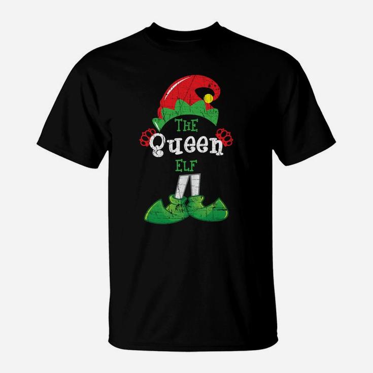 Queen Elf Funny Christmas Matching Gifts Holiday Distressed Sweatshirt T-Shirt