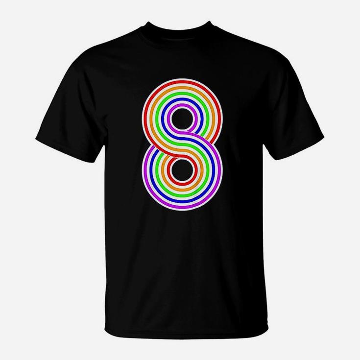 Rainbow 8Th Birthday Number 8 T-Shirt