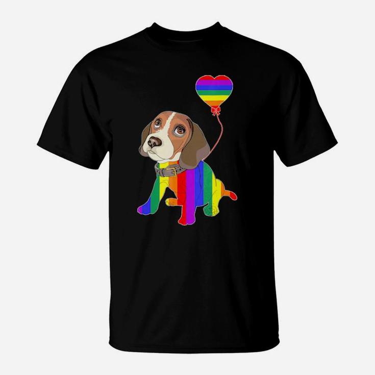 Rainbow Beagle Unicorn Pride Lgbt Gay Lesbian T-Shirt