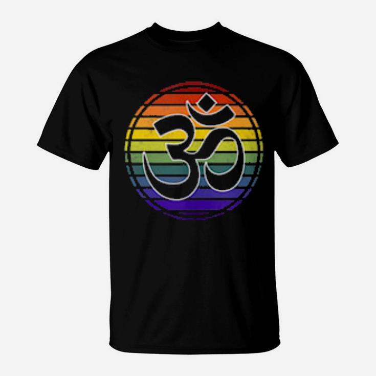 Rainbow Gay Pride Yoga Om Symbol Aum Meditation Namaste Love T-Shirt