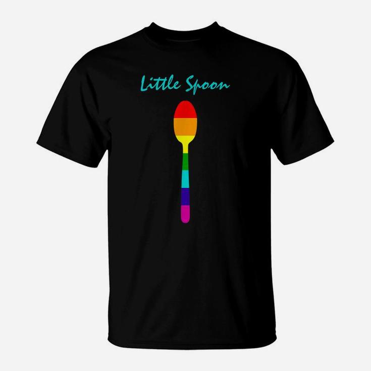 Rainbow Little Spoon Big Spoon Matching Gay Couple Shirts T-Shirt