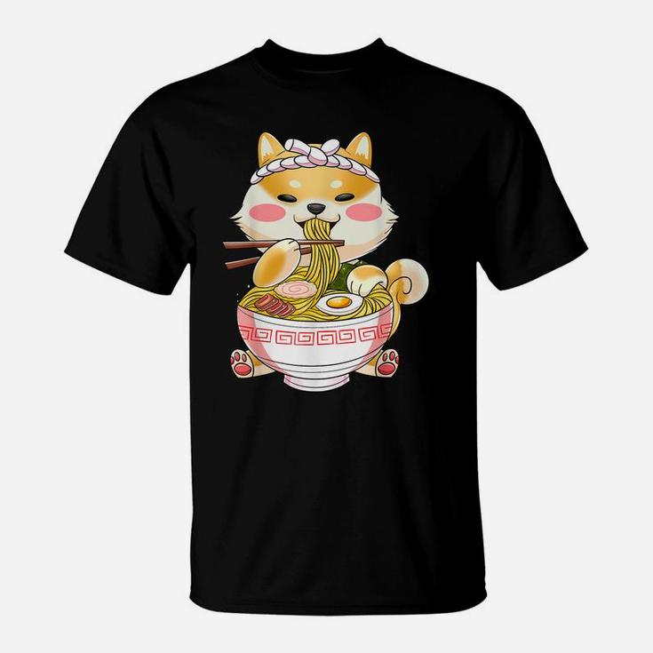 Ramen  Dog Tshirt Shiba Inu Eating Japanese Food T-Shirt