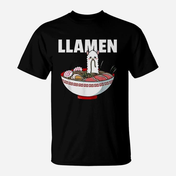 Ramen Llama Noodle Llamen Japanese Bowl Cup Miso T-Shirt