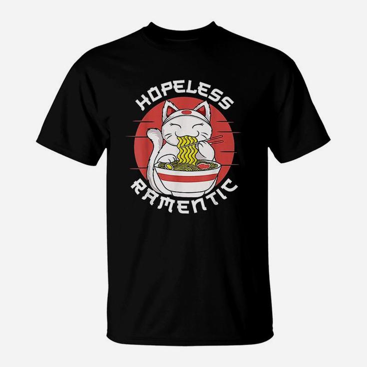 Ramen Noodles Hopeless Ramentic Japanese Kawaii Cat T-Shirt