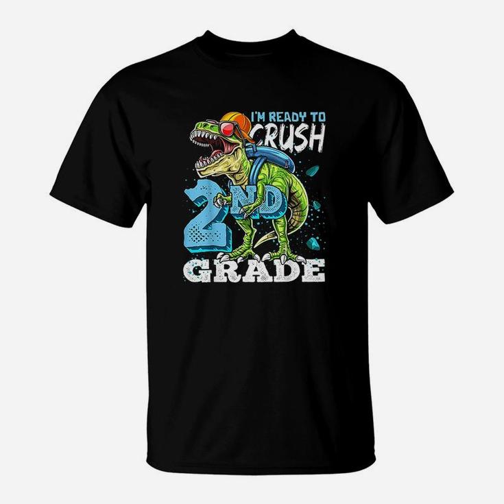 Ready To Crush 2Nd Grade T Rex Dinosaur Back To School Boys T-Shirt