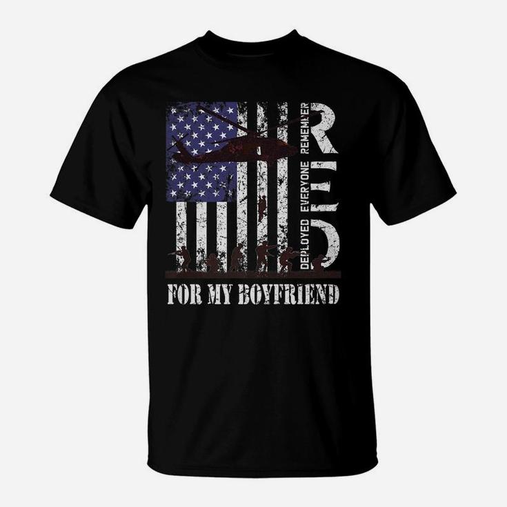 Red Friday For My Deployed Boyfriend Us Flag Military Army T-Shirt