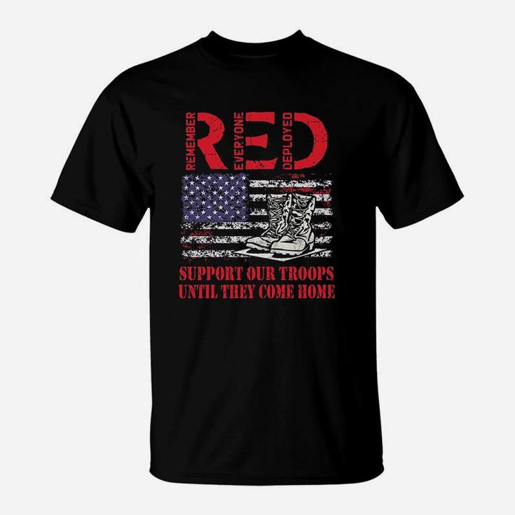 Red Friday Military Support Our Troops Us Flag Army Navy T-Shirt