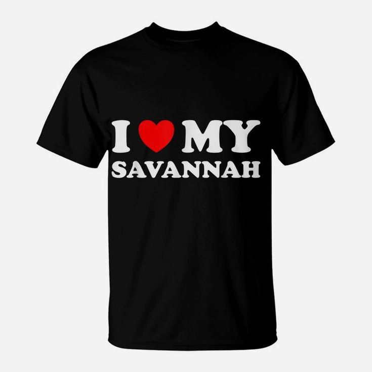 Red Heart I Love My Savannah Cat Lovers T-Shirt