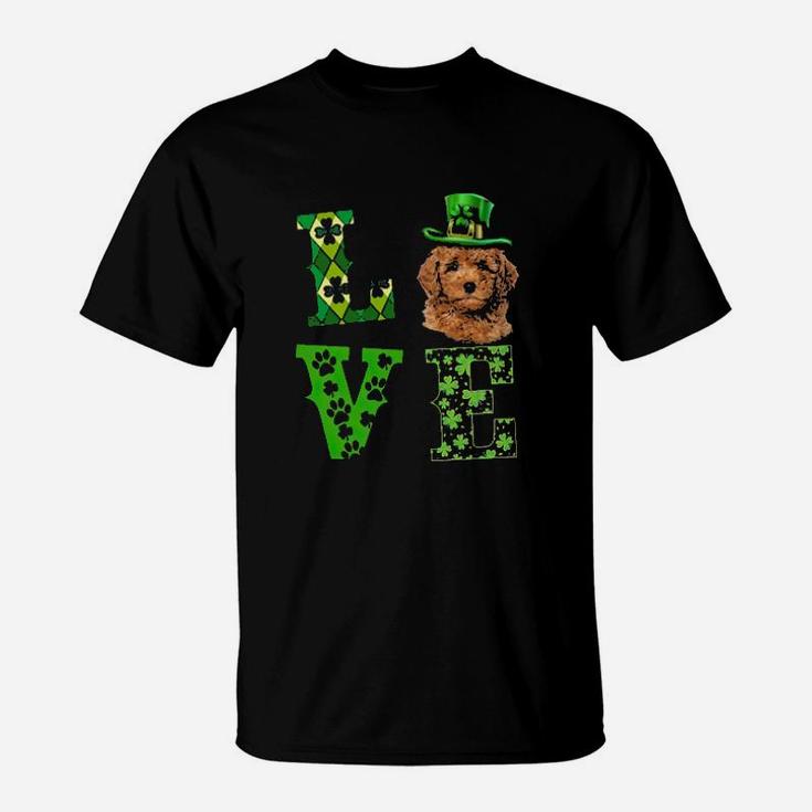 Red Miniature Poodle Love St Patrick's Hat Shamrock Carreux Verts Dog Lover T-Shirt