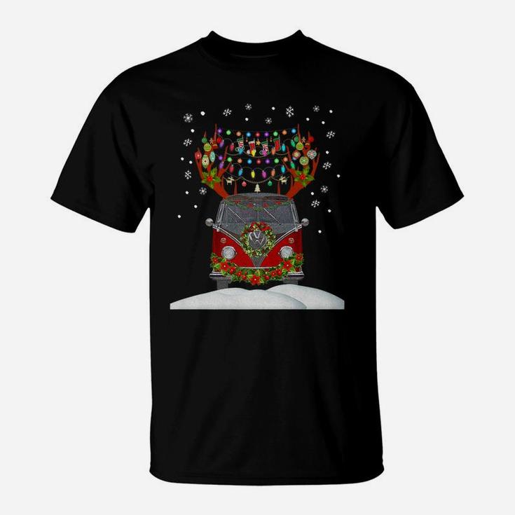 Red Vintage Retro Pickup Christmas Tree Xmas Gift Tee T-Shirt