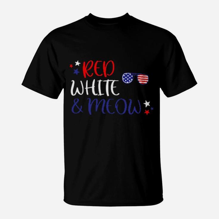 Red White And Meow 4Th Of July T-Shirt