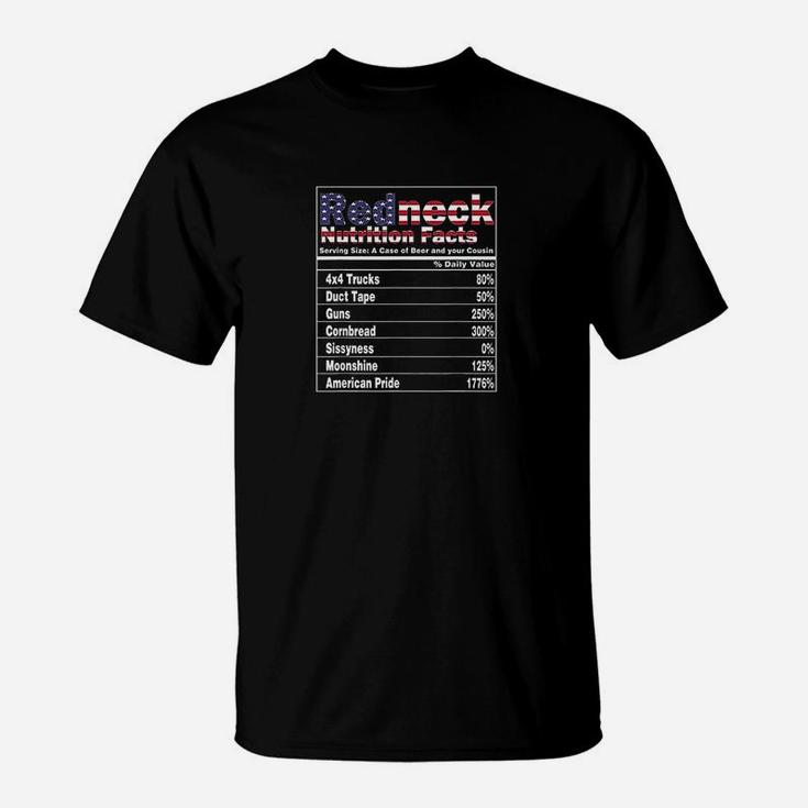 Redneck Nutrition Facts 4Th Of July Country Funny T-Shirt