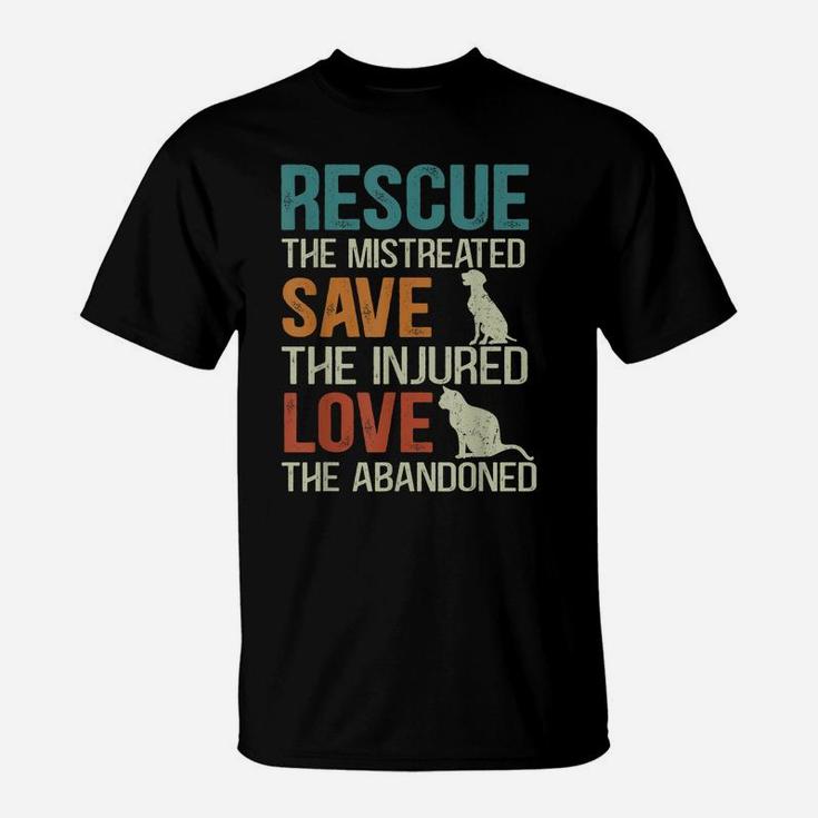 Rescue Save Love Cute Animal Rescue Dog Cat Lovers Tees T-Shirt