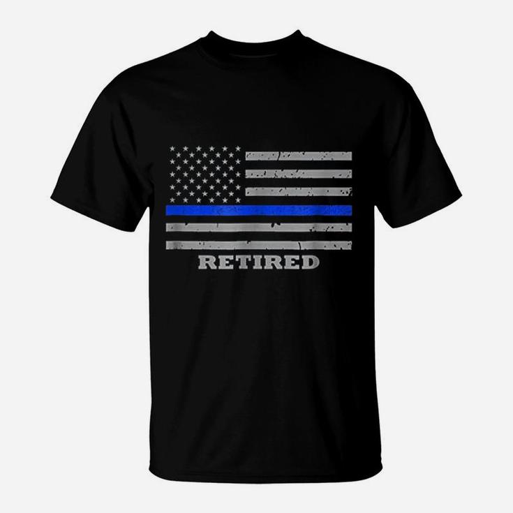 Retired Police Officer American Flag T-Shirt