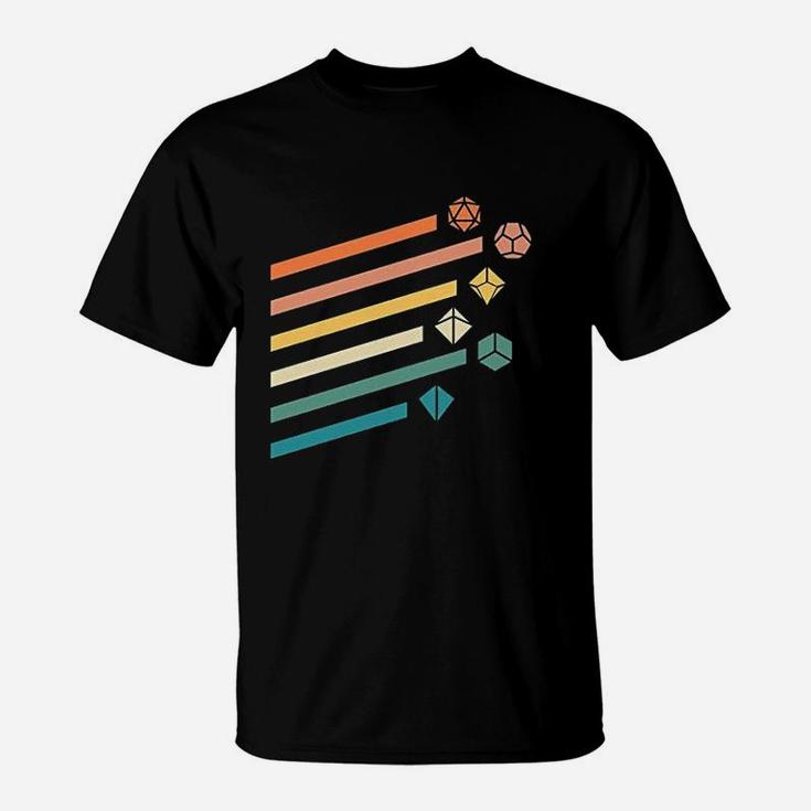 Retro Colors Minimalist Polyhedral Dice Set Nerdy T-Shirt