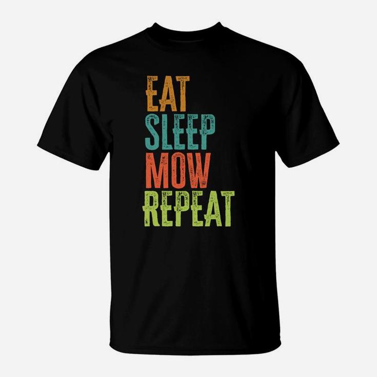 Retro Eat Sleep Mow Repeat Lawn Mower Grass Garden Mowing Sweatshirt T-Shirt