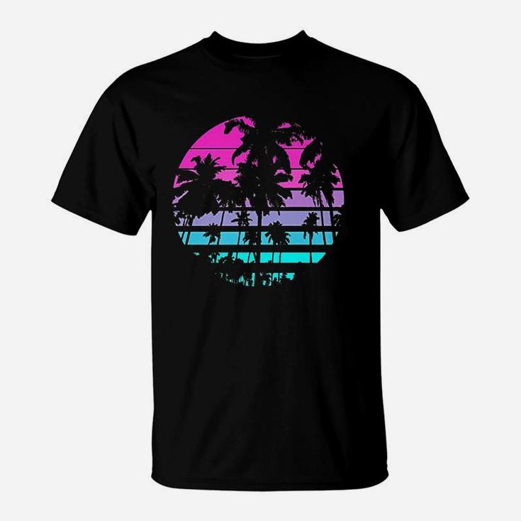 Retro Eighties 80S And 90S Beach Style Design With Palm Trees T-Shirt