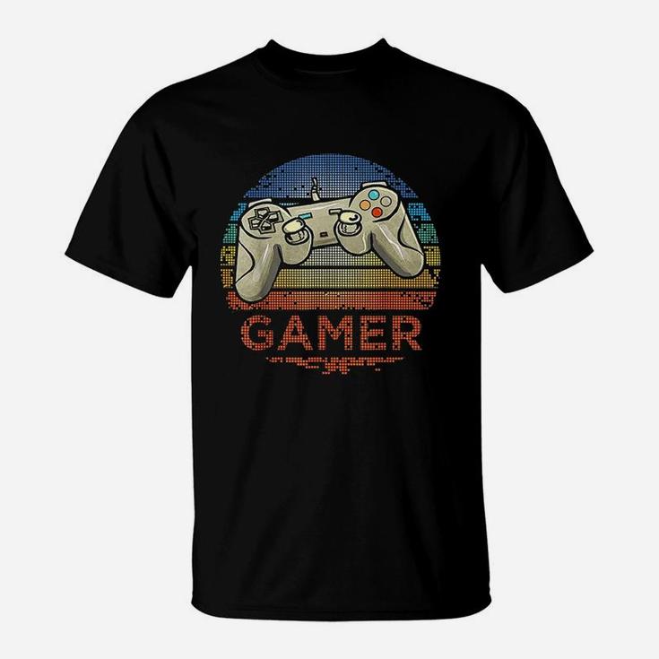 Retro Gamer Video Game Player Boys Girls Teen Kids Men Gift T-Shirt