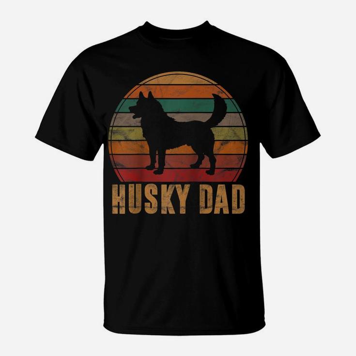 Retro Husky Dad Gift Dog Owner Pet Siberian Huskies Father Raglan Baseball Tee T-Shirt