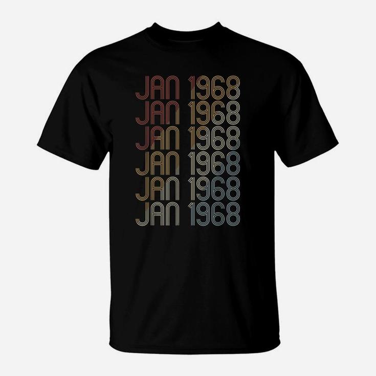 Retro Jan 1968 Pattern Vintage January 1968 Birthday Gift T-Shirt