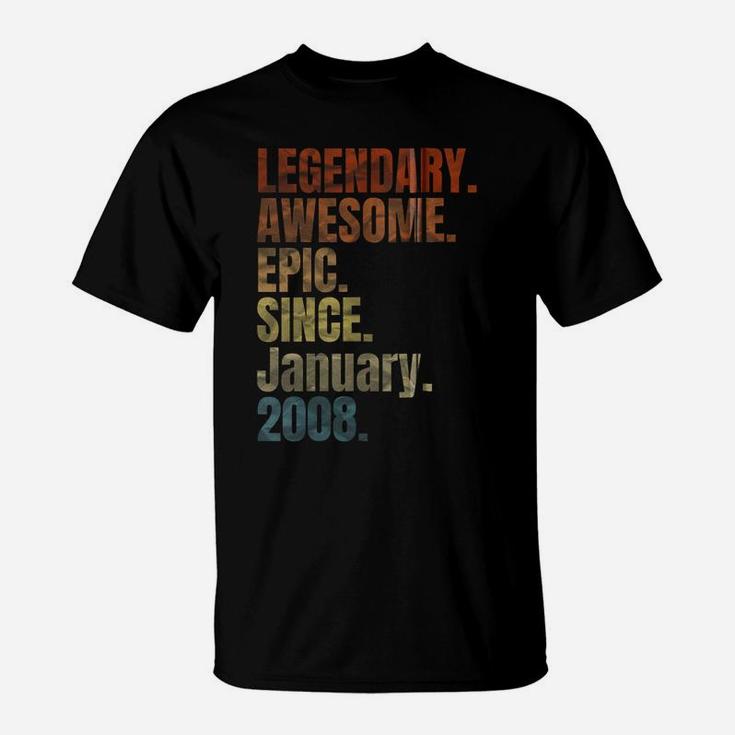 Retro Legendary Since January 2008 T Shirt 12 Years Old Zip Hoodie T-Shirt