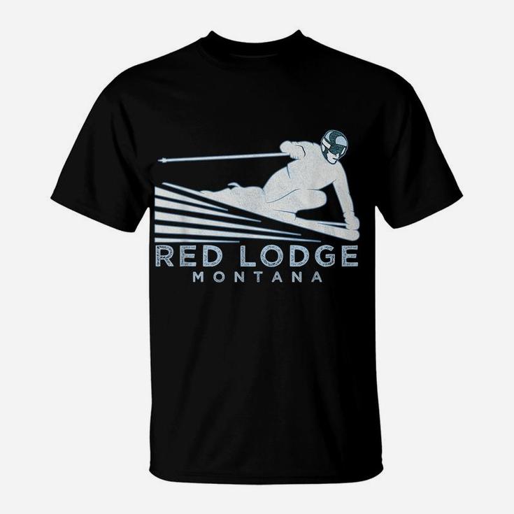 Retro Ski Red Lodge, Montana Illustration - Vintage Snow Ski T-Shirt