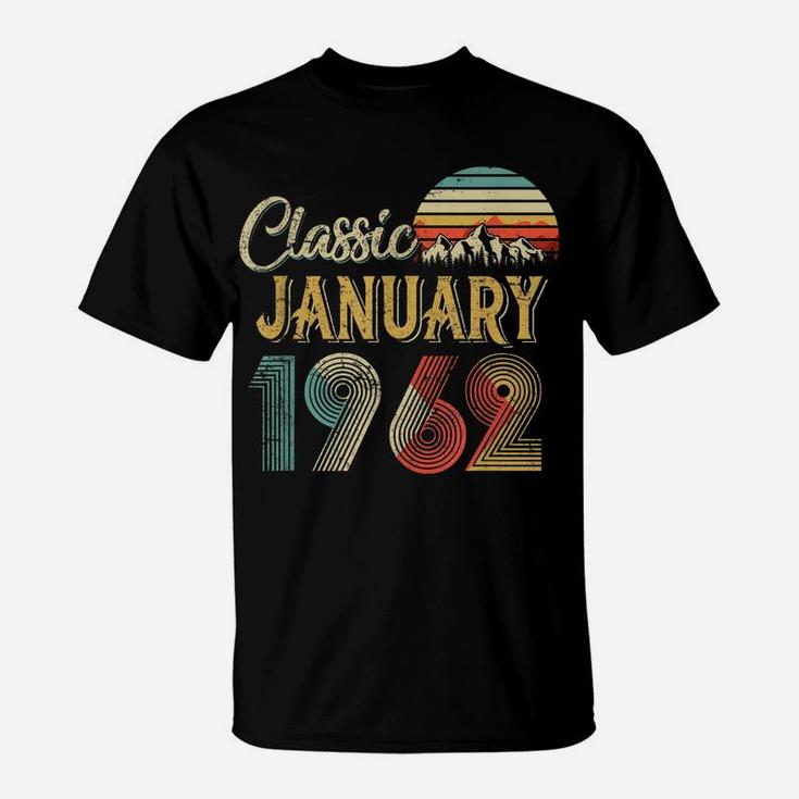 Retro Vintage January 1962 58Th Birthday Gift For Men Women T-Shirt