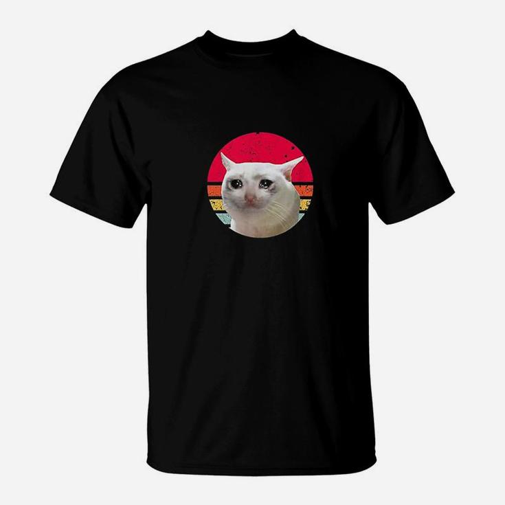 Retro Vintage Sad Crying Cat Dank Meme Sauce Trending Funny T-Shirt