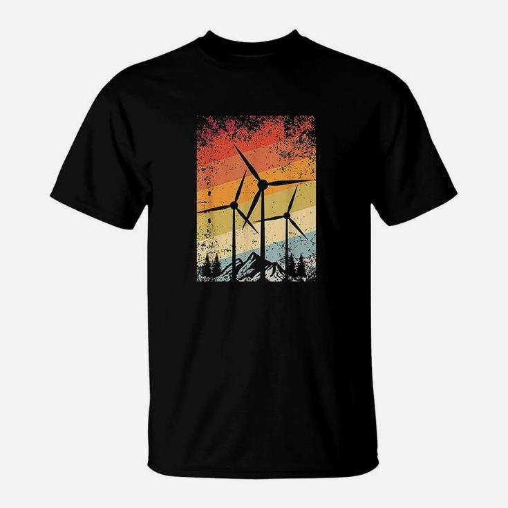 Retro Windmill Wind Energy Farm Turbine Environment Gift T-Shirt