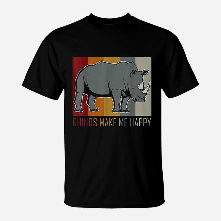 Rhinos Make Me Happy Rhino T-Shirt