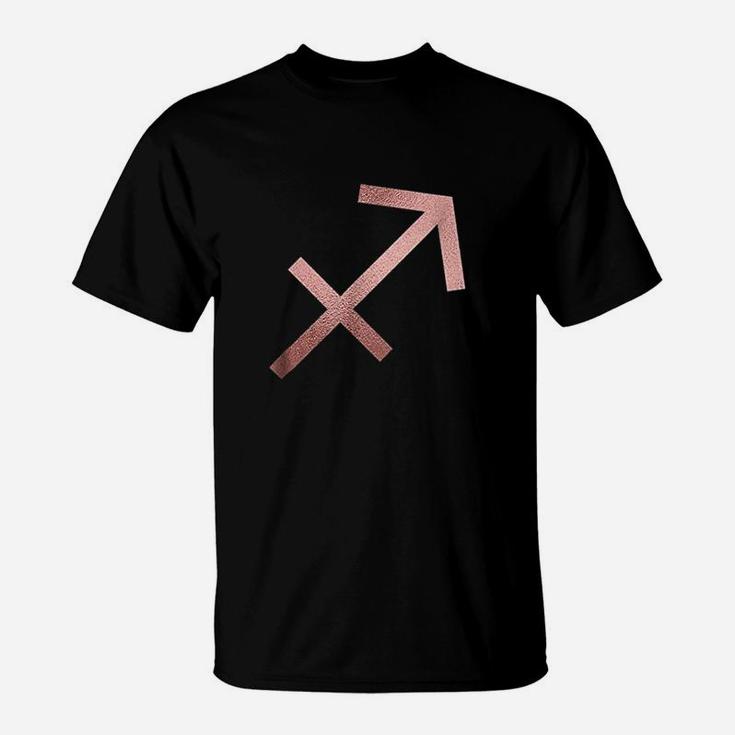 Rose Gold Sagittarius Symbol Zodiac Star Sign T-Shirt