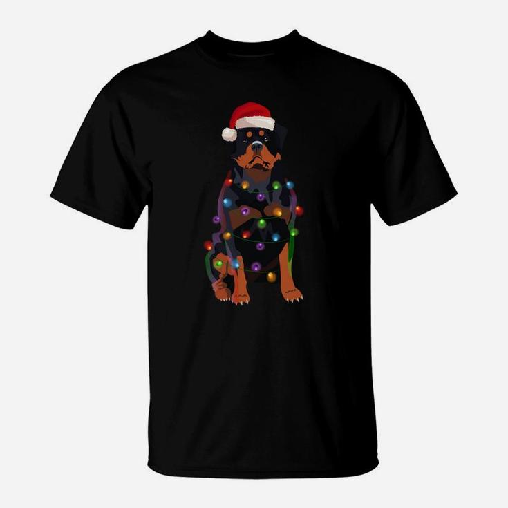Rottweiler Christmas Lights Xmas Dog Lover Sweatshirt T-Shirt