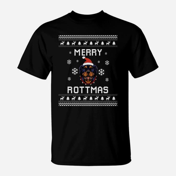 Rottweiler Lover Christmas Ugly Xmas Rottweiler Sweater Gift Sweatshirt T-Shirt