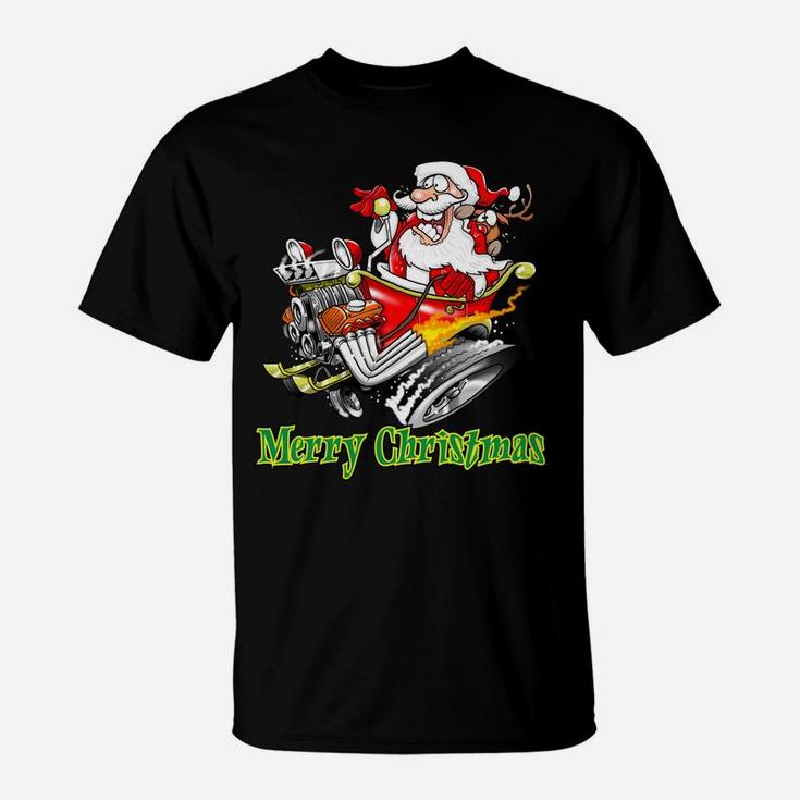 Santa Claus Hot Rod Sleigh Merry Christmas Sweatshirt T-Shirt