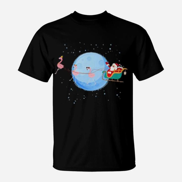 Santa Claus Riding Flamingo T-Shirt