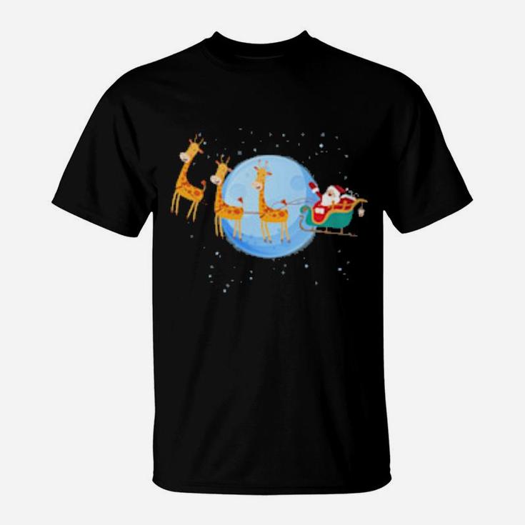 Santa Claus Riding Giraffe T-Shirt